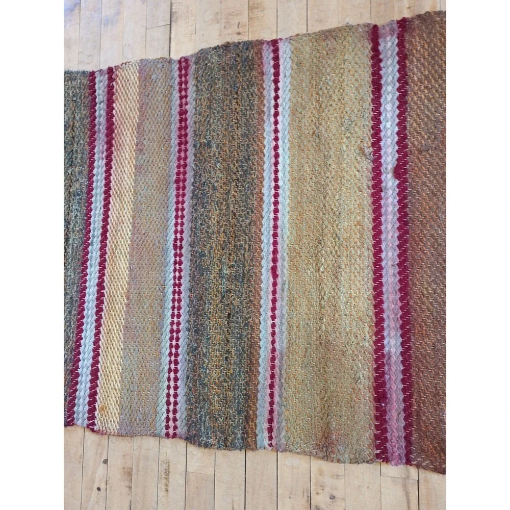 Antique Imported Swedish Hand Made Rag Rug Runner (31